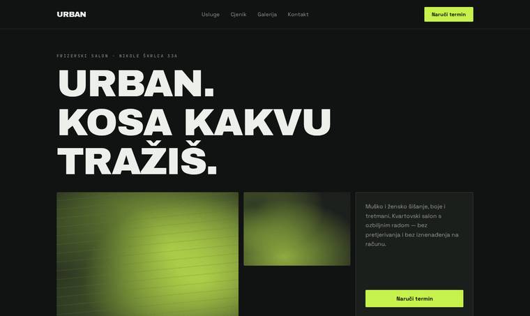 Concept website designed for Urban frizerski saloni.